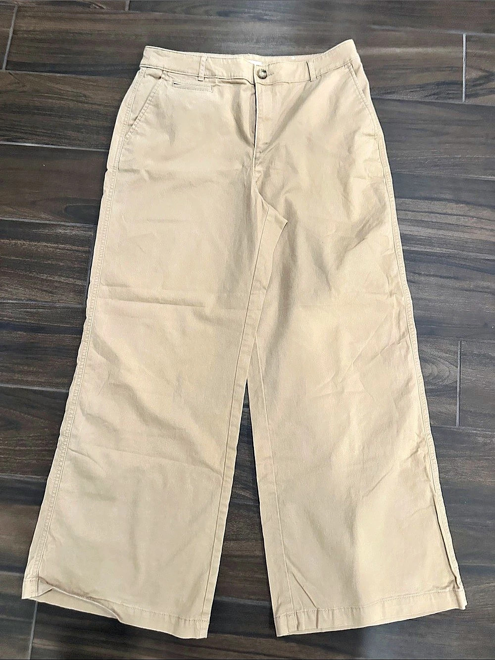 LOFT The Monroe Wide Leg Curvy high rise Pants Taupe 12